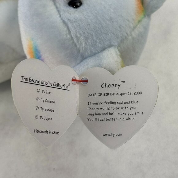 Vtg Ty Beanie Baby Cheery Bear Multicolor Rainbow Pastel Plush DOB Aug 18 2000 - Picture 11 of 15